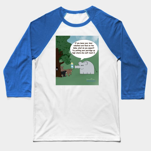 Enormously Funny Cartoons Goldilocks Baseball T-Shirt by Enormously Funny Cartoons